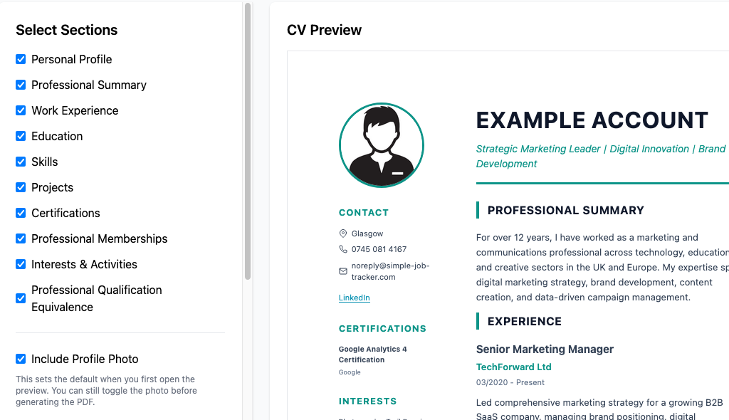 Update once, use everywhere - single CV source for all applications