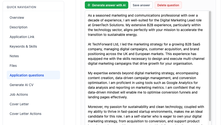 Editing and refining AI-generated answers
