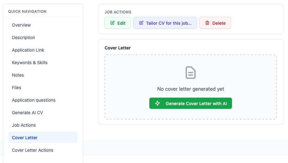 AI cover letter generator – create from job application, Generate Cover Letter with AI