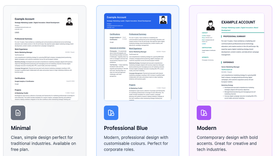 Use description for AI CV