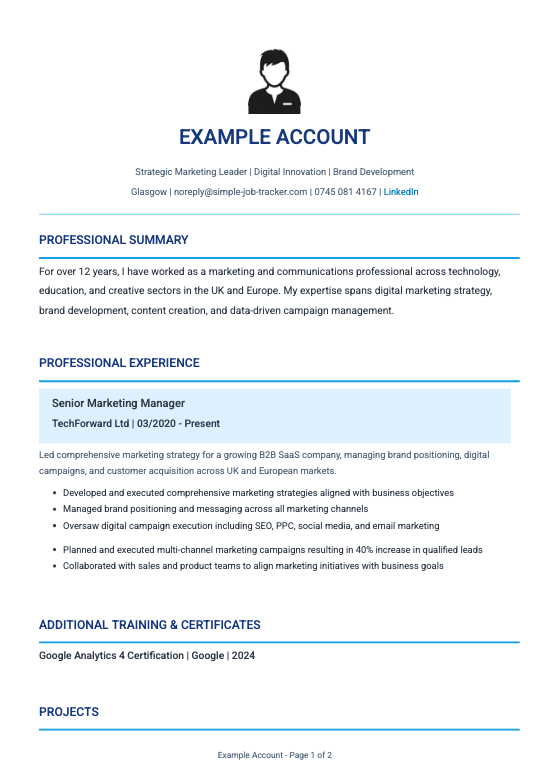 Structured template – PDF preview