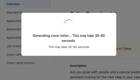 Generating cover letter - Browser AI running in browser
